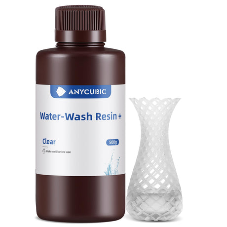 ANYCUBIC Water Wash 3D Printer Resin, 405nm High Precision UV-Curing 3D Resin, Low Shrinkage Standard Photopolymer Resin for 8K Capable LCD DLP Resin 3D Printer Printing (Clear, 500g) ANYCUBIC