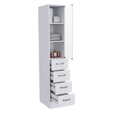 DEPOT E-SHOP Magna Linen Cabinet with Three Shelves, Four Drawers, and Metal Handles, 68" H, White, Bathroom DEPOT E-SHOP