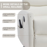 PELUMY Manual Recliner Chair with Heat & Vibration Massage, 360° Swivel Rocker Recliner with 155° Recline and Lumbar Heat, Compact Recliner for Living Room & Small Spaces (Breathable Leather, White) PELUMY