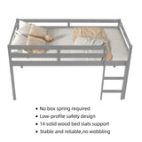 LoLado Twin Loft Bed - Grey Solid Wood Bed Frame with Guard Rails and Built-In Ladder for Kids LoLado