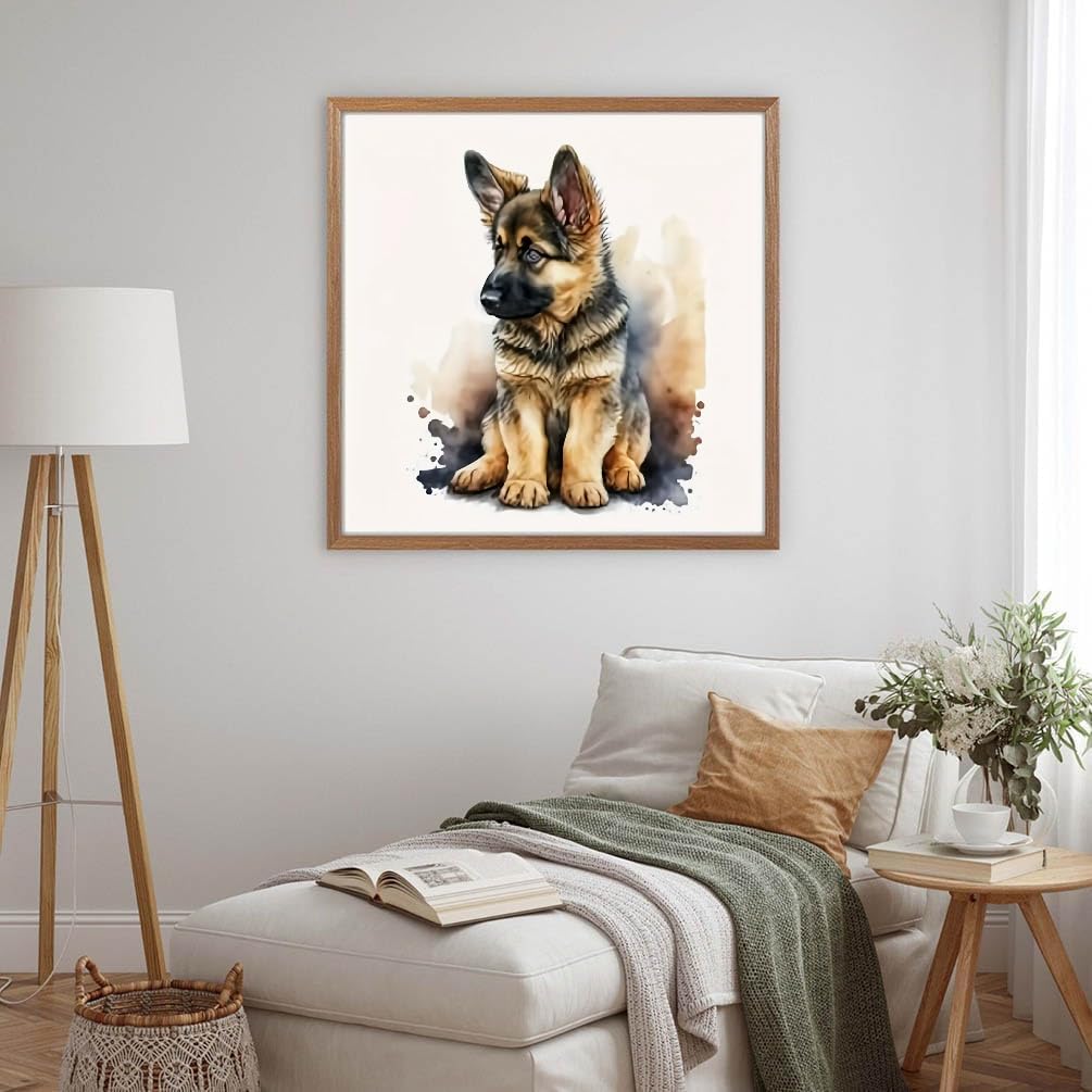 MOMDEDP German Shepherd Dog Diamond Art Painting Kits for Adults, Full Drill Wolf Dog Diamond Dots Paintings for Beginners, Round 5D Paint with Diamonds Pictures Gem Art Painting Kits 12x12inch MOMDEDP
