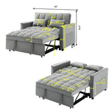 Alberobelo Convertible Sleeper Sofa Bed, Modern Chenille 3-in-1 Futon Couch Pullout Bed with Adjustable Backrest, Storage Pockets and Toss Pillows, Sofa Bed Couch for Living Room, Bedroom, Gray Alberobelo