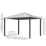 Outsunny 10' x 12' Hardtop Gazebo Canopy with Polycarbonate Roof, Aluminum Frame, Permanent Pavilion Outdoor Gazebo with Netting, for Patio, Garden, Backyard, Deck, Lawn, Brown Outsunny