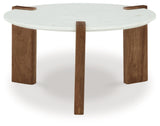 Signature Design by Ashley Isanti Modern Coffee Table with Marble Top, White & Light Brown Signature Design by Ashley