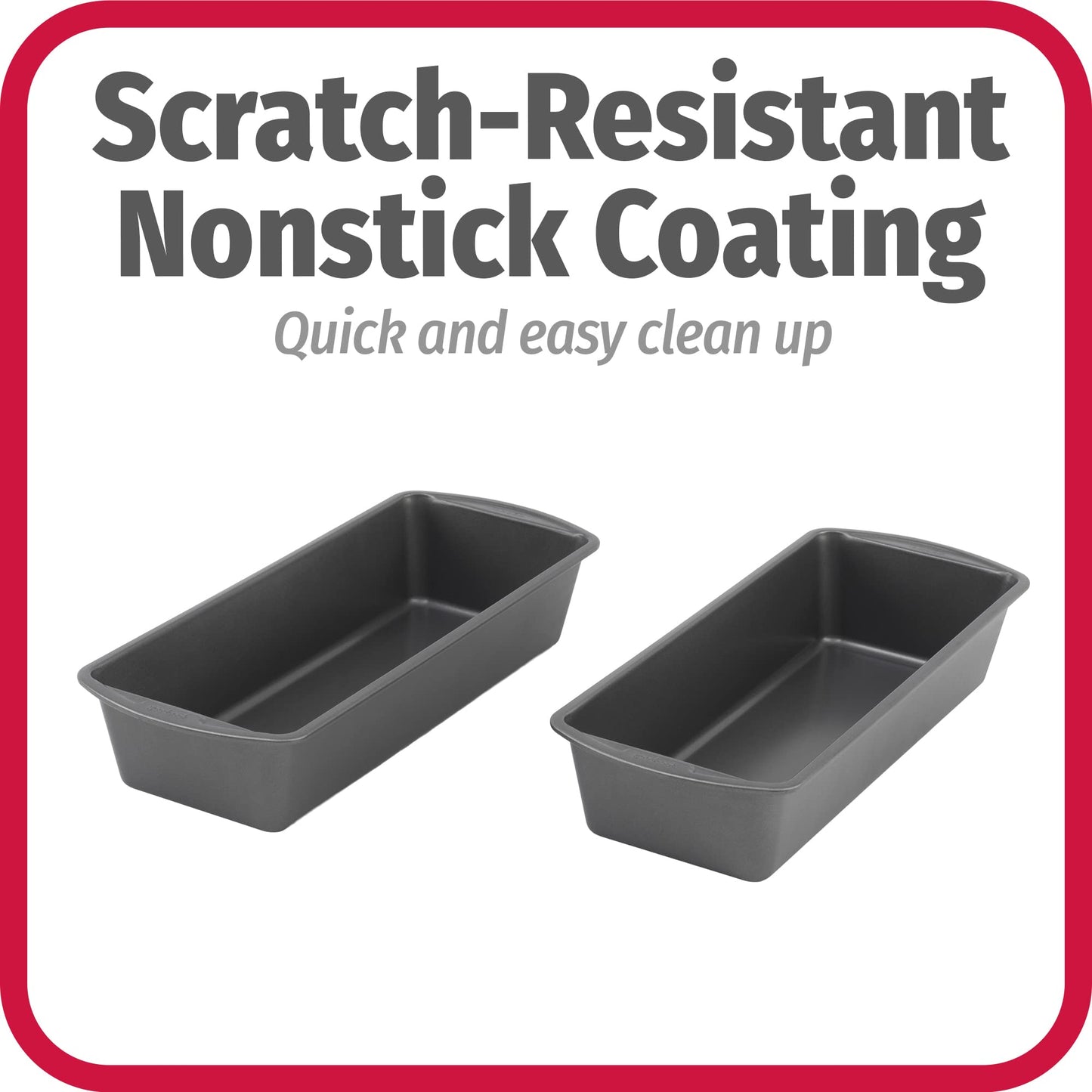 GoodCook Set of 2 Extra Large 13" x 5" Nonstick Steel Bread Loaf Pans, Gray - Set of Two Loaf Pans, Even Heat Distribution, Scratch-Resistant Nonstick Coating, Durable Construction, Easy to Clean