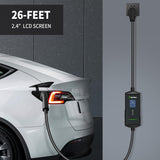 Himotor EV Charger Level 2, 16-40A 110-240V, Include J1772 to Tesla Adapter, Tesla Charger, with 26ft Charge Cable and NEMA 14-50 Plug, with Function of Adjustable Current and Reserve Charging Time HIMOTOR