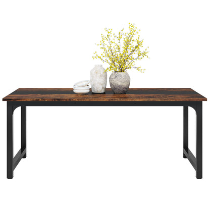 Little TREE70.9 Inch Large Dining Table Rectangular Kitchen Furniture for 6 to 8 People, Brown+Black - WoodArtSupply