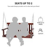 Wooden Porch Swing Chair for 2-Seater, Outdoor Patio Swing with Hanging Chains and Reclined Backrest for Yard Patio Garden, Swing Bench Hanging Swing Outdoor Swings for Adults, 800 lbs Capacity, Brown BIQWBIC