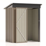 Patiolife 5x3 FT Outdoor Storage Shed, Small Tool Metal Shed with Lockable Door & Sloping Roof, Garden Shed for Backyard Patio Lawn, Brown Patiowell
