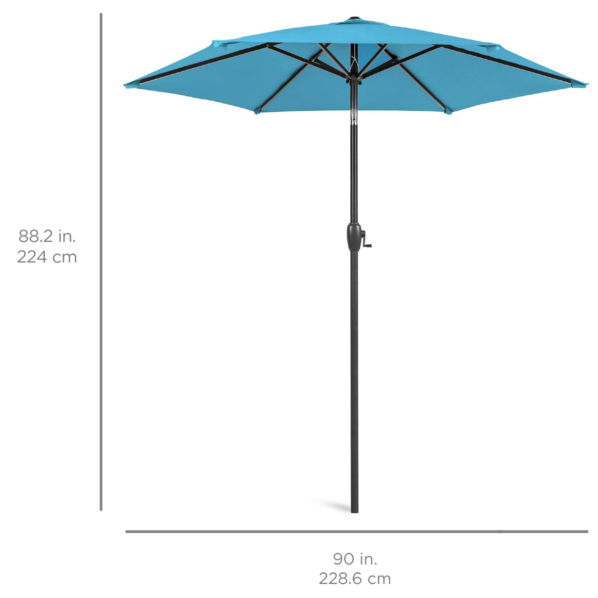 Best Choice Products 7.5ft Heavy-Duty Round Outdoor Market Table Patio Umbrella w/Steel Pole, Push Button Tilt, Easy Crank Lift - Sky Blue Best Choice Products
