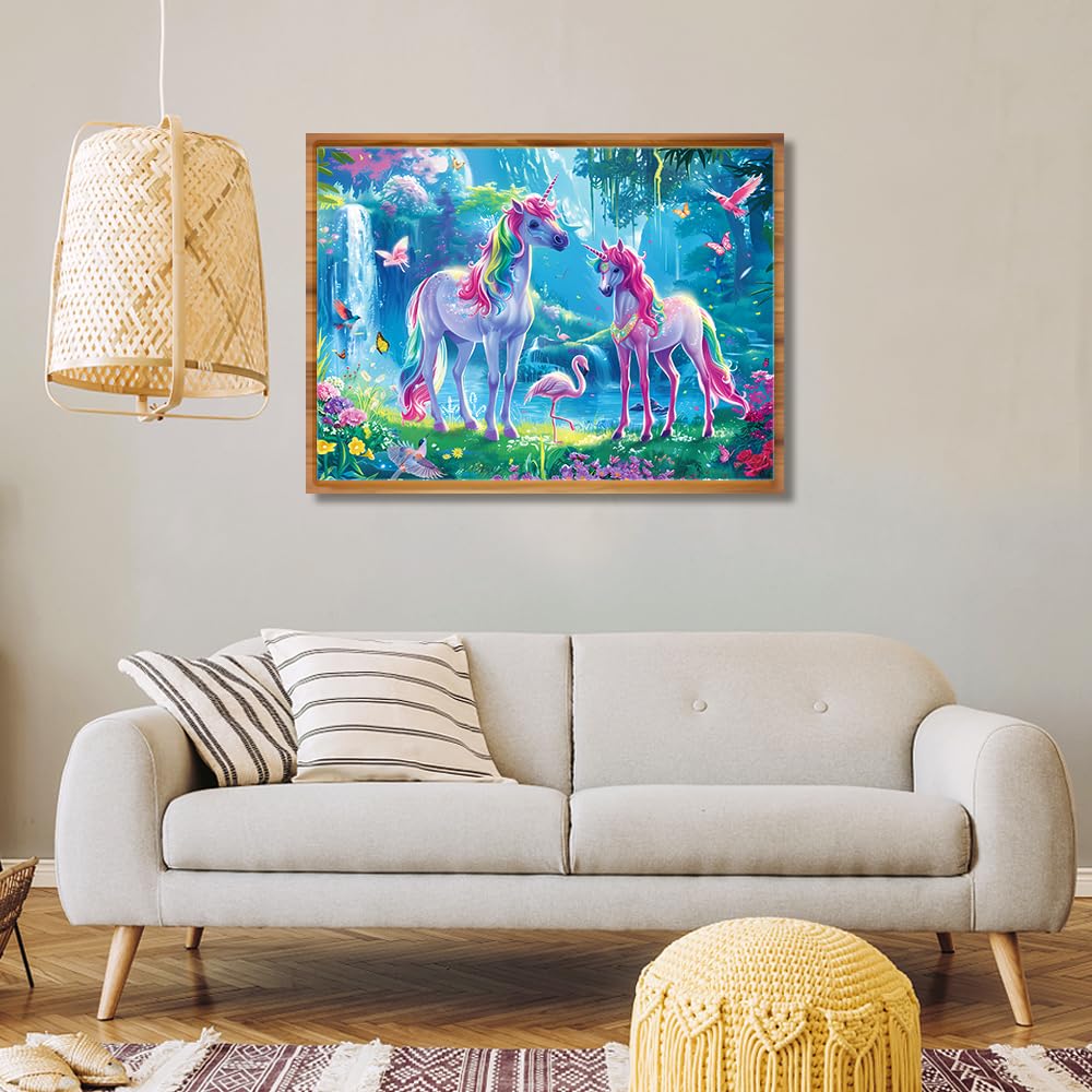 Fishwisdom 200 Pieces Jigsaw Puzzles for Adults and Teens and Kids Family Happy Games Princess Unicorns World for Girls (Unicorns' Rainbow Play) fishwisdom