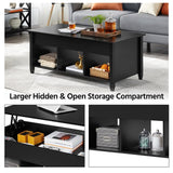 Yaheetech Black Coffee Table, 47.5in Lift Top Coffee Table, Lift Up Center Table w/Hidden Compartment & 3 Cube Open Shelves for Living Room Yaheetech