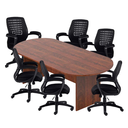 GOF 6FT, 8FT, 10FT Conference Table & Chair (G11750B) Set, Dark Cherry, Espresso, Artisan Grey, Mahogany, Walnut (8ft Table with 6 Chairs, Dark Cherry) - WoodArtSupply