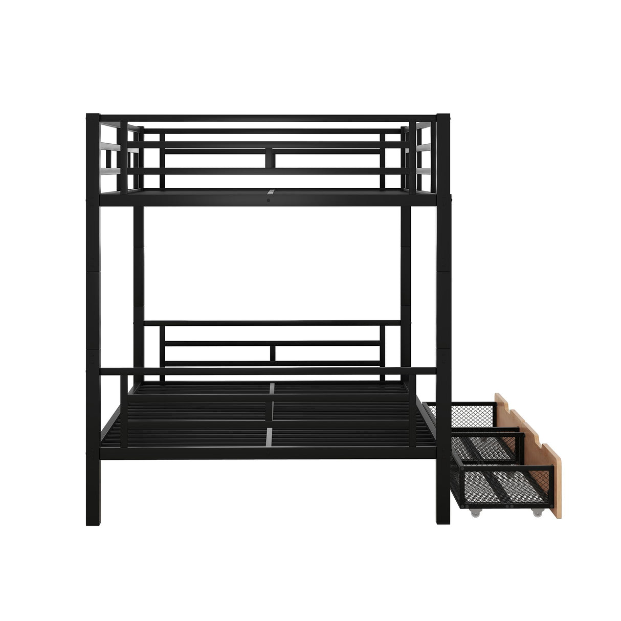 LUKEEHOM Metal Bunk Bed Full Over Full Convertible Full Bunk Beds into 2 Individual Full Size Bed with 2 Storage Drawers, No Box Spring Needed, Black LUKEEHOM