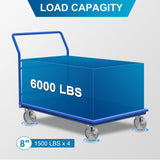 FOVERSWIVE 8"x2" Industrial Casters- Heavy Duty Casters, Cast Iron Wheel,Steel Casters Set of 4 Capacity up to 6000 Lb. Use for Platform Truck, U-Boat Cart,Workbenche(2 Swivel & 2 Rigid) FOVERSWIVE