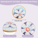 WEBEEDY DIY Mosaic Craft Kit - Flower Mosaic Bamboo Coasters for Adults, Blue Style Glass Tiles, 6.1 WEBEEDY
