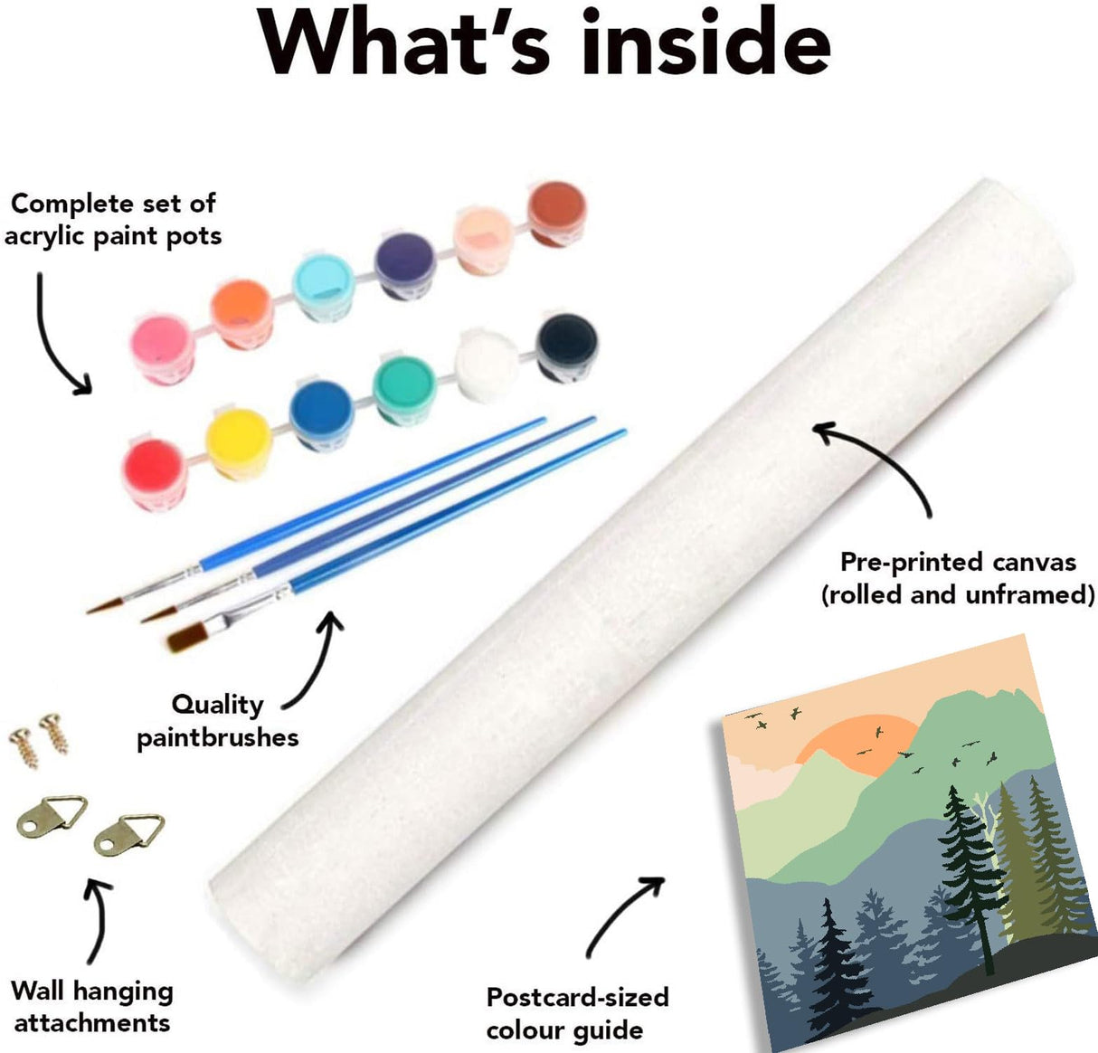 4 Pack Paint by Number for Adults, Easy Sunset Landscape DIY Arts and Crafts for Adults Beginner with Paints Brushes, Tree River Mountain Acrylic Paint Set for Home Decor 8×8 Inch eniref