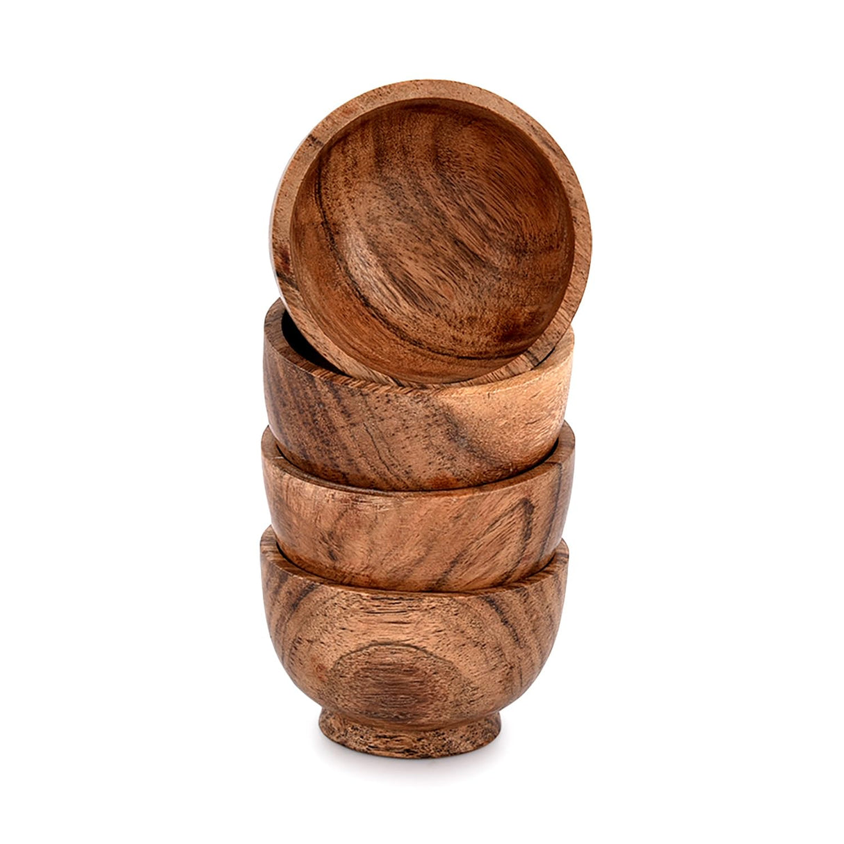 EDHAS Bowl Sets Acacia Round Bowl for Condiments, Dip Sauce, Nuts, Candy and More (Set of 4), (3" x 3" x 2") EDHAS