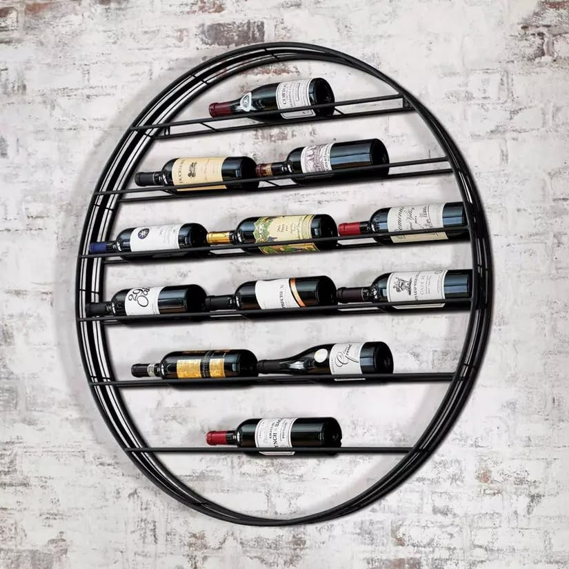 Wine Enthusiast 12-Bottle Label View Wine Rack - Wall Mounted Circular Display Shelf with 6 Racks for Bottle Storage - Wine Collection Organizer Wine Enthusiast