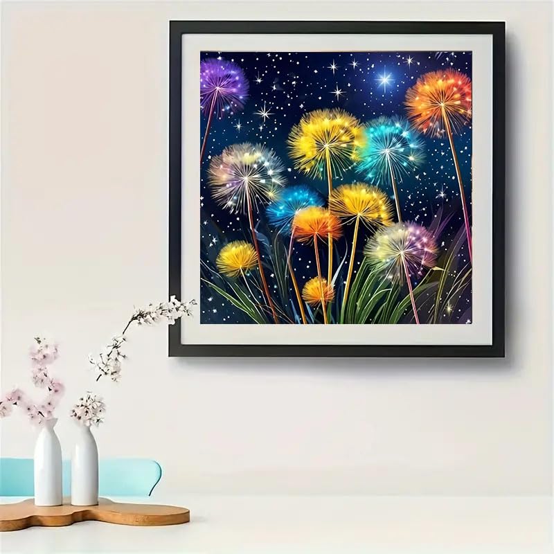 CXYQLC DIY 5D Diamond Painting Kits for Adults Diamond Art Dandelion Under Starry Sky Diamond Painting Full Drill Crystal Rhinestone Embroidery Craft Kits for Home Wall Decor Gifts 11.8x11.8inch CXYQLC