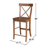 International Concepts X-Back Counter Height Stool,Brown IC International Concepts