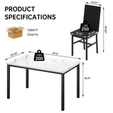 Recaceik Dinner Table Set for 6,Faux Marble Dining Room Table Set,7 Piece Dining Table Set for 6 with PU Leather for Kitchen and Dining (White & Black) Recaceik