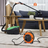 Link2Home Heavy Duty Retractable Extension Cord Reel 20 Ft. With 4 Outlets, 2 USB Ports & 16 AWG 3-Prong SJT Cord Link2Home