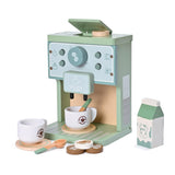 MONT PLEASANT Kids Wooden Toys Toddler Pretend Play Kitchen Accessories Green Coffee Maker Espresso Machine Playset Montessori Kitchen Toy Gift for Girls and Boys MONT PLEASANT