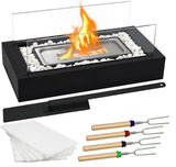 Metal Rectangle Table Top Firepit - Smores Maker Kit with 4 Roasting Sticks Indoor Tabletop Fire Pit & Outdoor Table Fireplaces, Gift for Father's Day | Modern Home Décor, Housewarming & Birthday Gift EAST FLAME