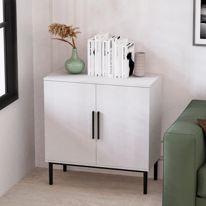 REHOOPEX Storage Cabinet, Modern Accent Buffet Cabinet, Free Standing Sideboard and Buffet Storage with Door, Wood Buffet Sideboard for Bedroom, Living Room, Kitchen or Hallway (1, White) - WoodArtSupply