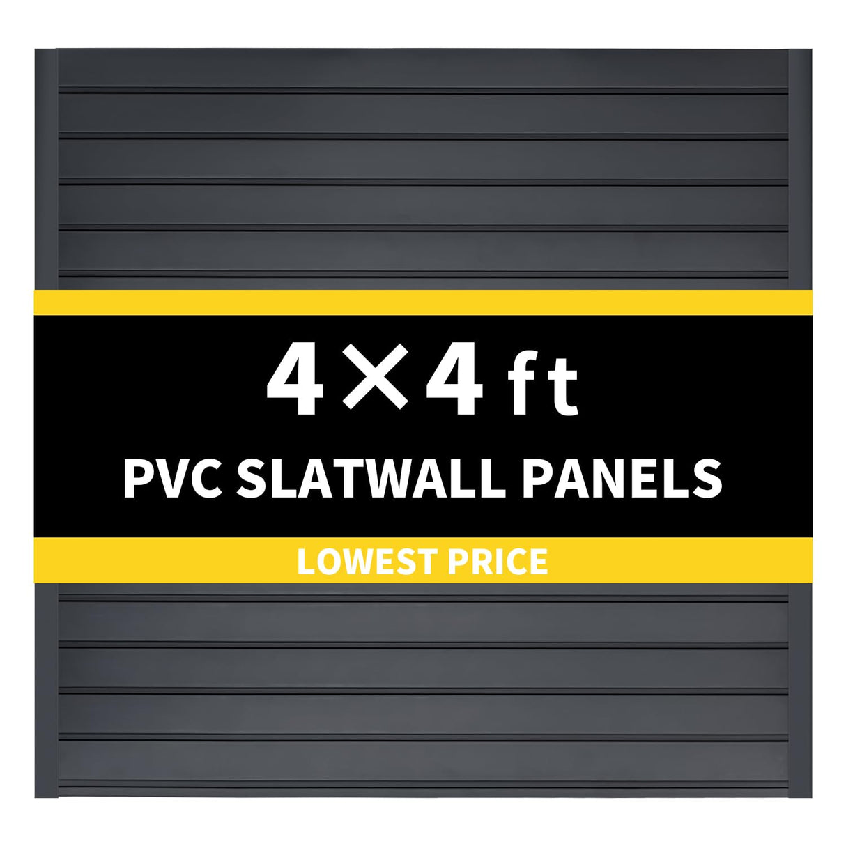 HUZJIEHUI 4'H x 4'W PVC Slatwall Panels Garage Wall Storage System, GraphiteSlat Wall Paneling Garage Organizers HUZJIEHUI
