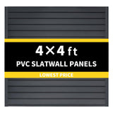 HUZJIEHUI 4'H x 4'W PVC Slatwall Panels Garage Wall Storage System, GraphiteSlat Wall Paneling Garage Organizers HUZJIEHUI