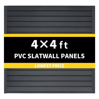 HUZJIEHUI 4'H x 4'W PVC Slatwall Panels Garage Wall Storage System, GraphiteSlat Wall Paneling Garage Organizers