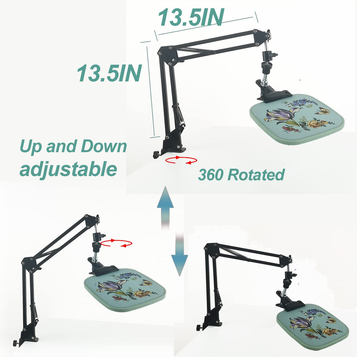 Hand Embroidery Hoop Holder Adjust Embroidery Hoop Stand Metal Embroidery Lap Stand Folding Hand Embroidery Stand Lap Cross Stitch Stand Hands, Suitable for Embroidery Hoops Femeoum