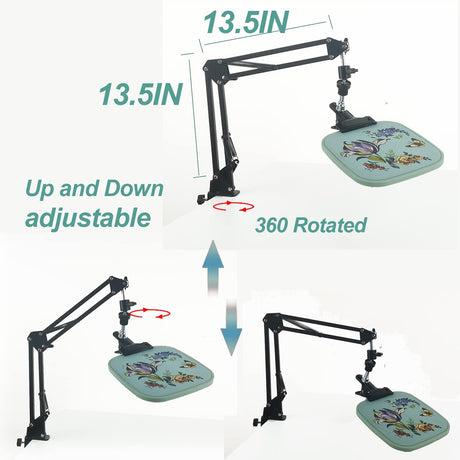 Hand Embroidery Hoop Holder Adjust Embroidery Hoop Stand Metal Embroidery Lap Stand Folding Hand Embroidery Stand Lap Cross Stitch Stand Hands, Suitable for Embroidery Hoops Femeoum