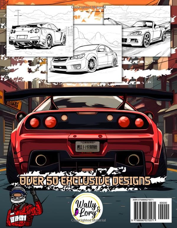 JDM Coloring Book: Over 50 Ultimate Designs of Japanese Cars Created for Stress Relief and Relaxation, Perfect for Adults and Teens WoodArtSupply