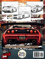 JDM Coloring Book: Over 50 Ultimate Designs of Japanese Cars Created for Stress Relief and Relaxation, Perfect for Adults and Teens WoodArtSupply
