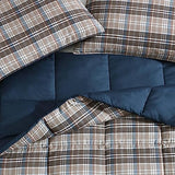 Eddie Bauer- Twin Comforter Set, Reversible Microsuede Bedding with Matching Sham(s), Casual Luxurious Bedding Set (Rugged Plaid Brown, Twin) Eddie Bauer