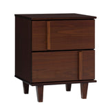 Walker Edison Sprague Contemporary Detailed Drawer Solid Wood Nightstand, 20 Inch, Walnut Walker Edison