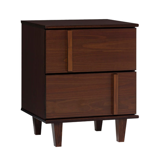 Walker Edison Sprague Contemporary Detailed Drawer Solid Wood Nightstand, 20 Inch, Walnut - WoodArtSupply