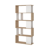 Tvilum Maze Modern Bookcase, Display Shelf and Decorative Room Divider with 7 Fixed Storage Shelves in Oak and White Tvilum