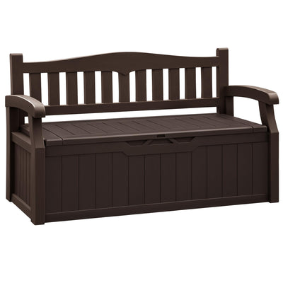 Flamaker 80 Gallon Storage Bench Outdoor Indoor, Durable All-Weather Seating with Hidden Storage, Lockable Deck Box for Garden, Patio, Poolside (Brown)