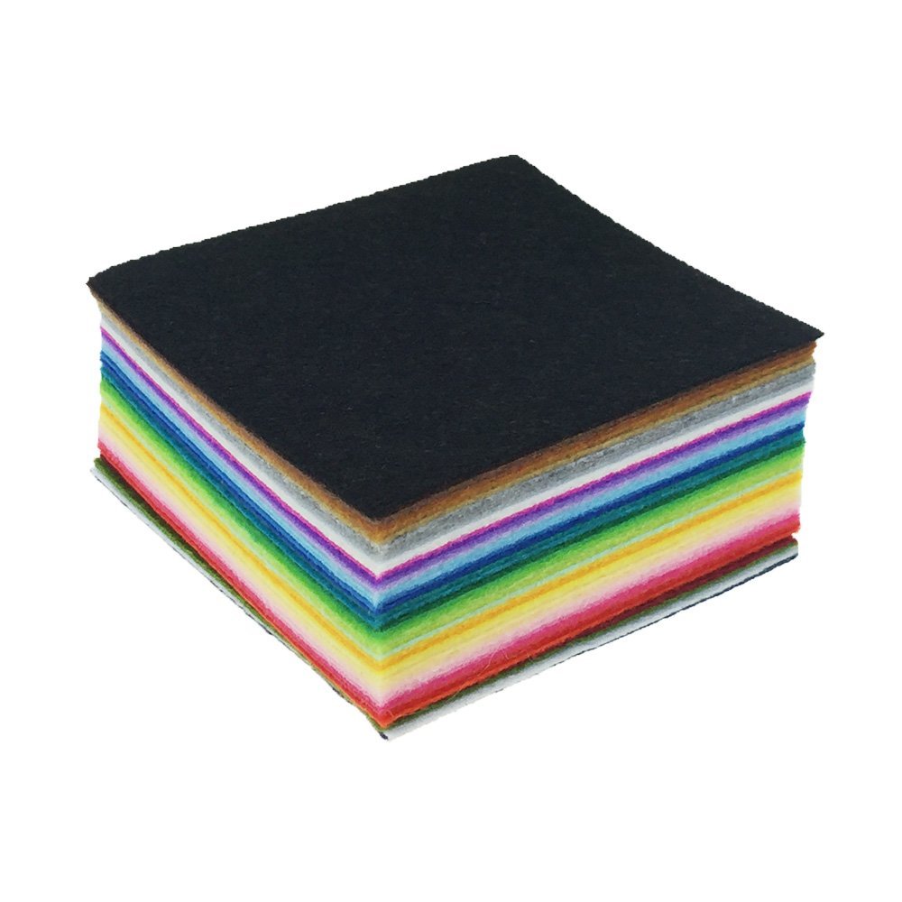 42pcs Felt Fabric Sheet 4"x4" Assorted Color DIY Craft Squares Nonwoven 1mm Thick flic-flac