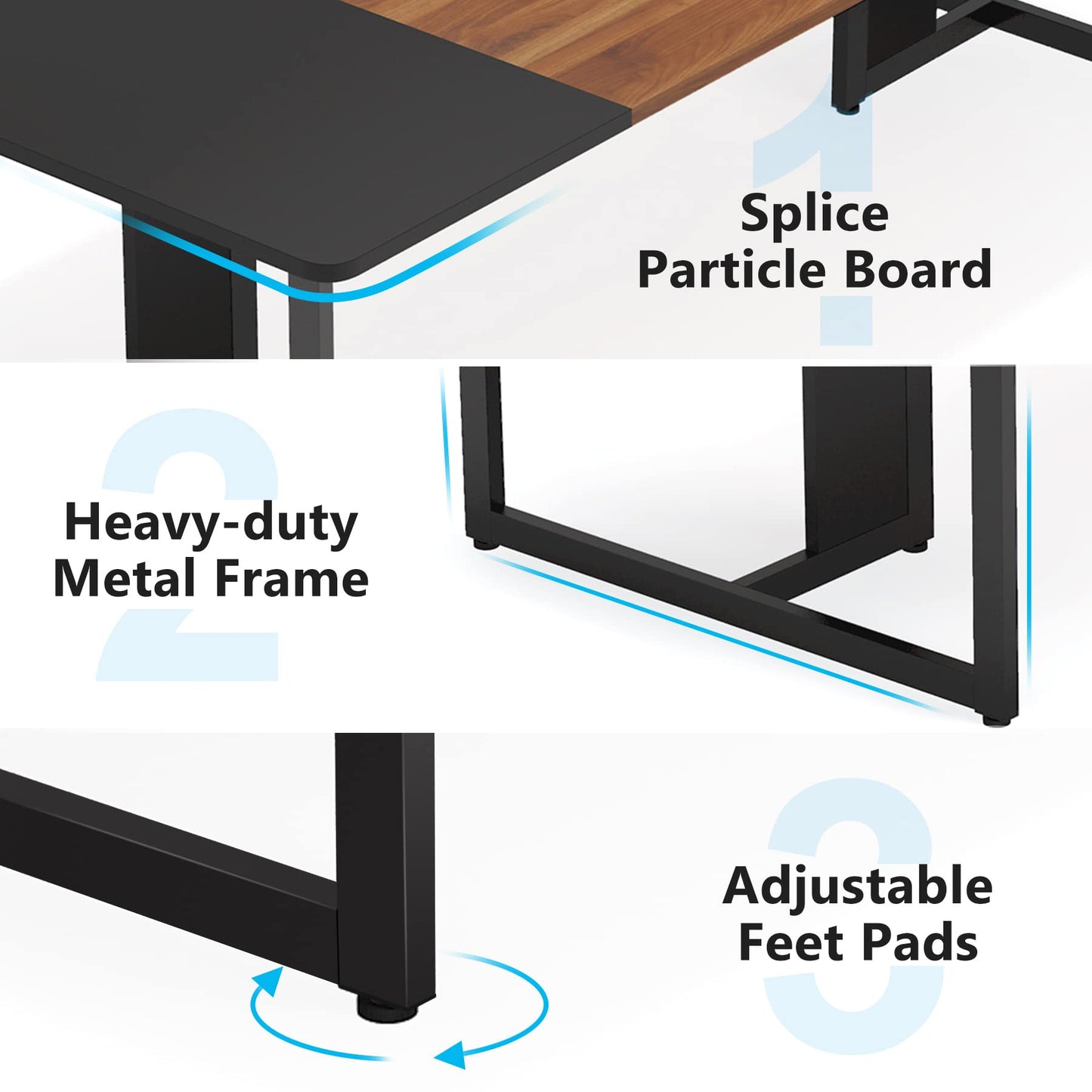 Tribesigns 70.86'' Executive Desk, Large Office Computer Desk with Strong Metal Frame, Wooden Workstation Business Furniture, 8 People Rectangle Conference Table for Home Office,XK00251