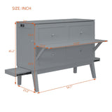 Bellemave Full Size Murphy Bed with USB Port and Desk, Full Platform Bed with Removable Shelves on Each Side, Wood Frame, for Guest Room Home Office(Grey) Bellemave