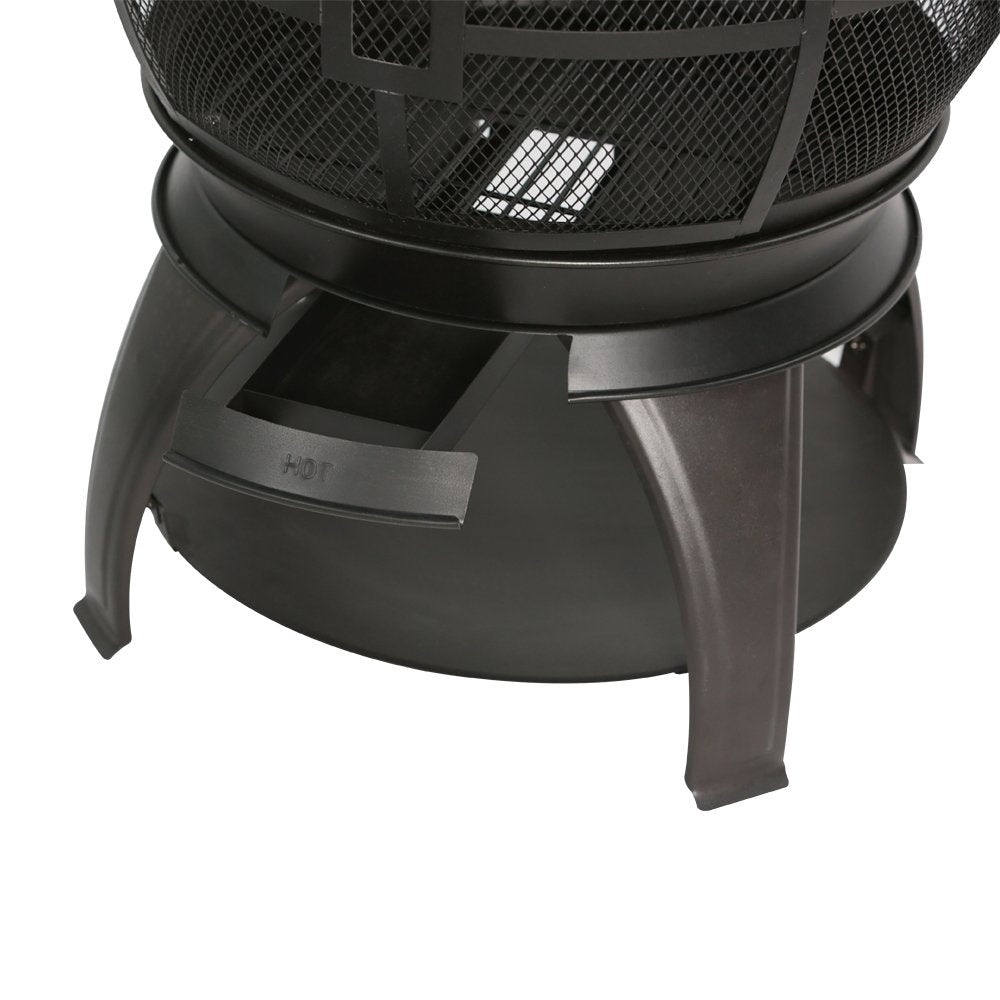 BALI OUTDOORS Wood Burning Fire Pits Chimenea Outdoor Fireplace Wooden Firepit, Brown-Black BALI OUTDOORS