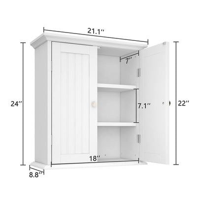 ChooChoo Bathroom Wall Cabinet, Over The Toilet Space Saver Storage Cabinet, Medicine Cabinet with 2 Door and Adjustable Shelves, Cupboard - WoodArtSupply