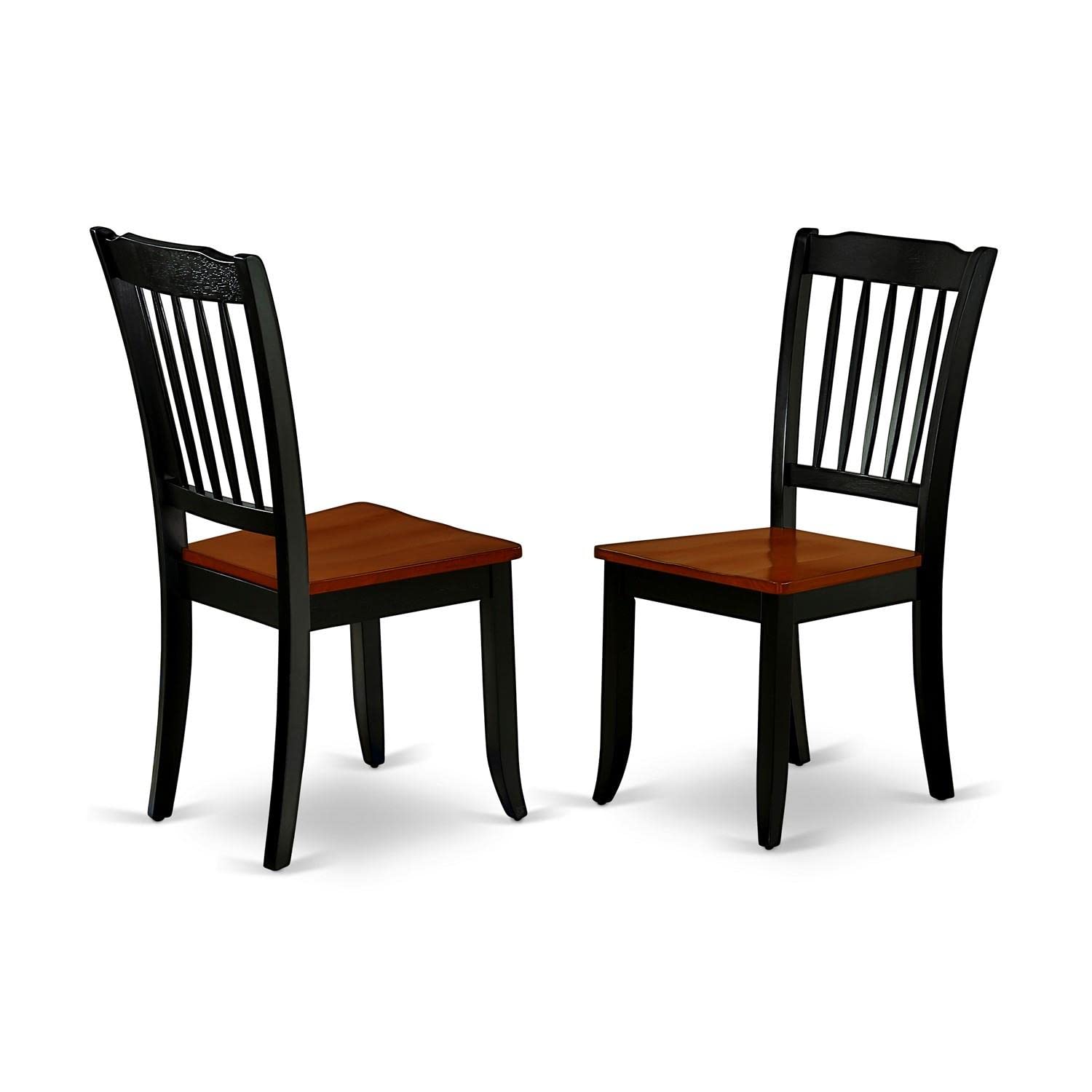 East West Furniture DAC-BCH-W Danbury Dining Room Chairs - Slat Back Solid Wood Seat Chairs, Set of 2, Black & Cherry - WoodArtSupply