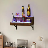 Wine Rack with LED Light Liquor Bottle Display Shelf Wall Mounted, 2 Tier Acrylic Illuminated Bar Bottle Display Floating Shelf for Home Commercial Bar Party BEARUT