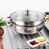 Steamer Pot for Cooking 4 Quart Steamer Pot 2-tier Multipurpose 18/8 Stainless Steel Steam Pot Cookware with Lid for Vegetable, Noodles, Pasta, Food puluru
